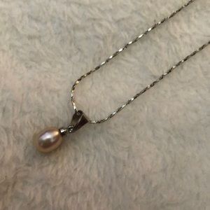 18k white gold plated pearl necklace